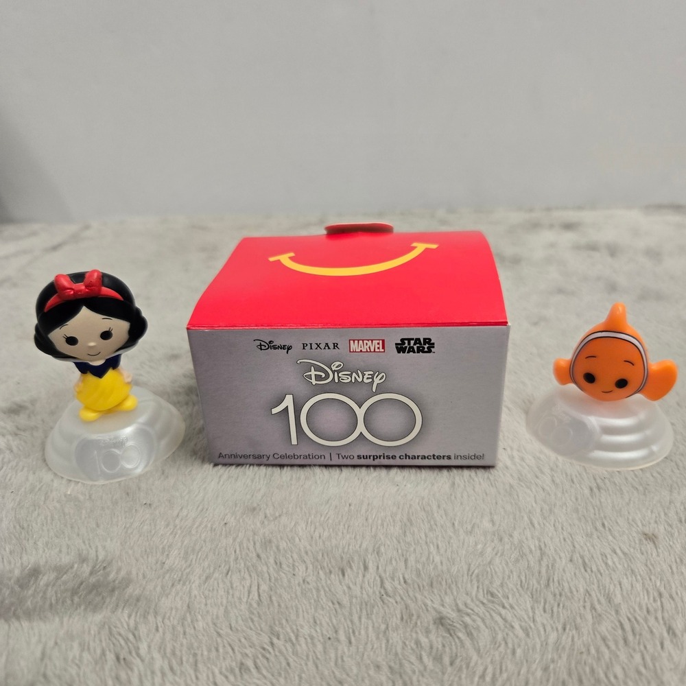 McDonalds Disney 100 Years Happy Meal Toys Snow White Nemo Figures Lot of 2